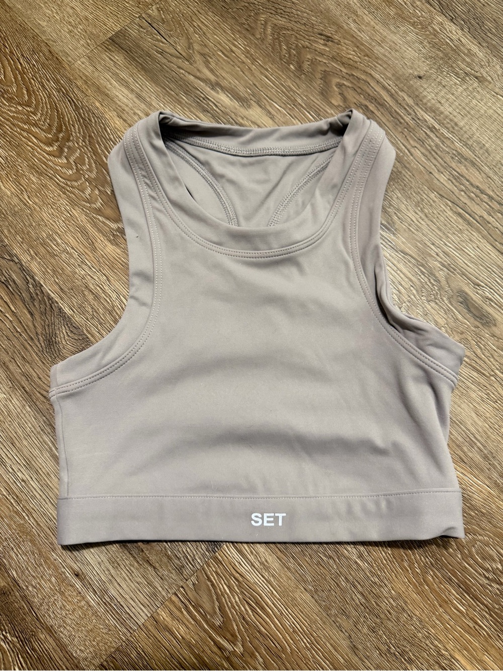 SET Active Cropped Sportbody Tank Top in Taupe Gray